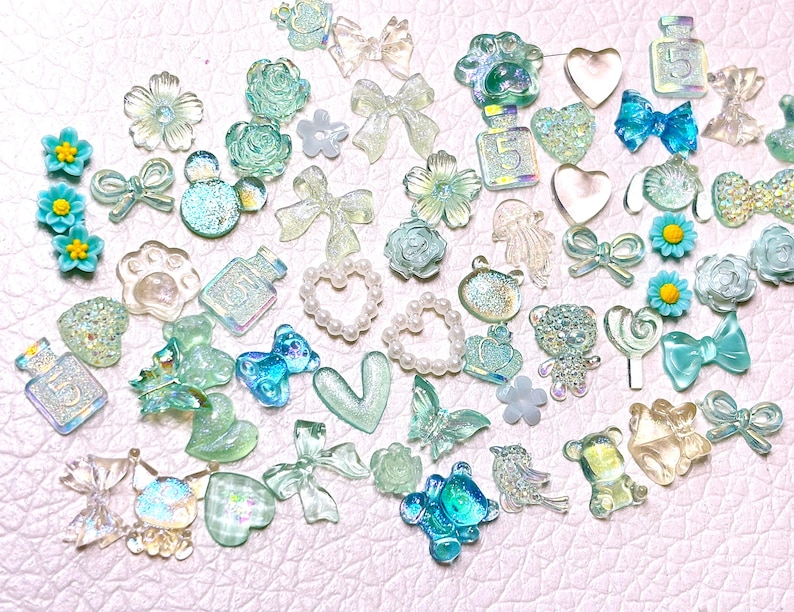 100pcs 3D Resin Nail Charms Nail Art Decoration Making Craft Azure Dream