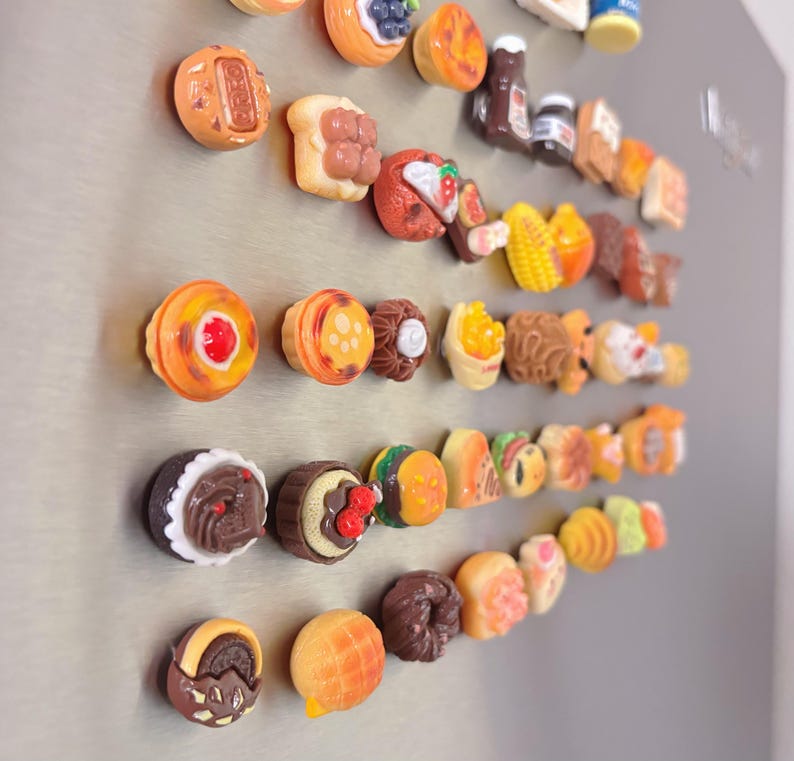 Model Magic Food Magnets 9pcs Miniature Food Fridge Magnet Set - Handmade Tiny Dollhouse Decor ...