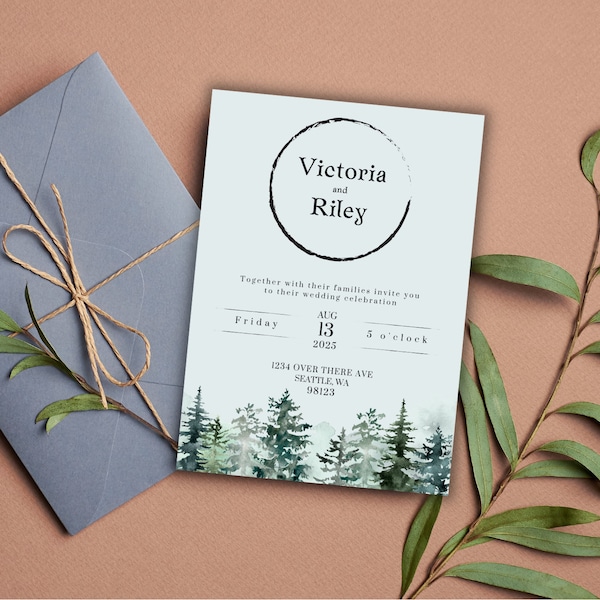 Twilight Inspired Wedding Invitation and RSVP Card - Digital Download Only - Canva