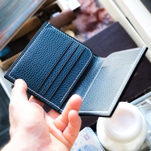 Navy Blue Shell Cordovan and Buttero Leather Bifold Wallet Navy Blue Shell Cordovan and Buttero Leather Bifold Wallet