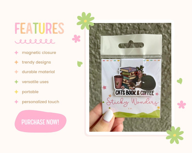Cats, Books and Coffee, Bookmark, Trendy Bookmark, Cute
