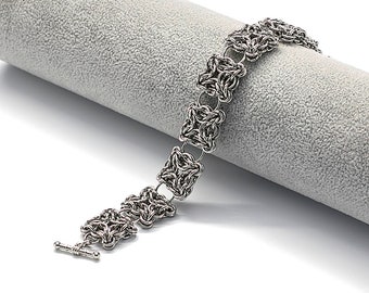 Hand Woven Chain Maille Celtic Squares Bracelet