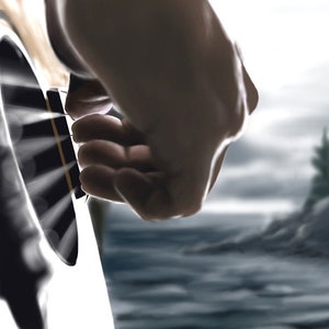 Gitaar: originele kunstwenskaart, digitale tekening, blanco binnenkant