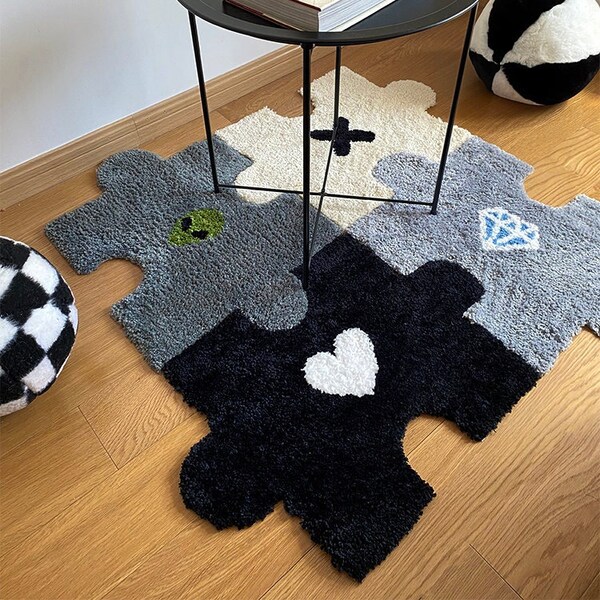 Puzzle Tufted Rug Etsy
