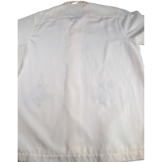 Vintage Butik Bay White Tropical Embroidered Hawaiian Camp Shirt Men's Large View 2