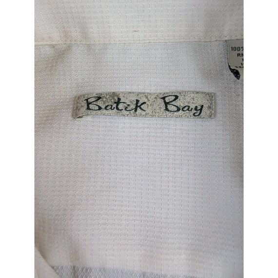 Vintage Butik Bay White Tropical Embroidered Hawaiian Camp Shirt Men's Large View 4