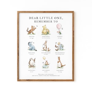 Dear Little One, Winnie the Pooh Nursery Wall Art, Vintage Pooh Baby Art Print, Pooh Kids Room Decor, Pooh Baby Shower [ DIGITAL DOWNLOAD ]