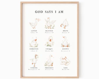 God Says I am Silly Goose Poster, Affirmation Wall Art for Kids, Bible Verse Room Decor, Christian Nursery Decor [ DIGITAL DOWNLOAD ]