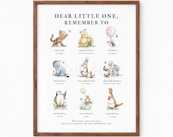Querido pequeño, Winnie the Pooh: Arte de pared para guardería, lámina vintage de Pooh para bebé, decoración de habitación infantil de Pooh, baby shower de Pooh [DESCARGA DIGITAL]