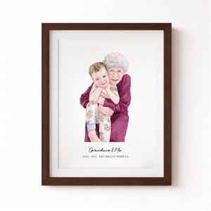 Regalo personalizzato per la festa della mamma: ritratto ad acquerello personalizzato da foto, arte commemorativa della famiglia, ricordo della prima festa della mamma, arte murale per la mamma