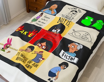 Koc Bobs Burgers, Bobs Burgers, Niestandardowe gadżety Bobs Burgers, Niestandardowy koc, Miękki koc, Bob Belcher, Linda Belcher, Tina Belcher