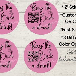 Buy The Bride a Drink Sticker, Venmo QR Sticker