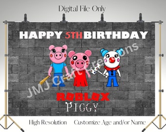 Roblox Piggy SVG, Roblox Piggy Welcome Banner, Roblox Piggy Cumpleaños