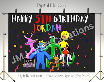 Rainbow Friends Birthday Banner, Rainbow Friends SVG