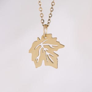 14k Solid Gold Ahornblatt Form Anhänger Halskette, Solid Gold Dainty Blatt Anhänger, 14k Gold Natur Pflanze Halskette, Gold Minimalist Anhänger