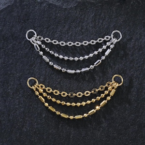 Trippelskiktad näskedja, minimalistisk 925 silver conch wrap-kedja, elegant broskpiercing med helixkedja, industriella kedjesmycken