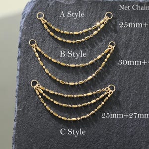 14K Gold Plated Beaded Nose Chain, 925 Sterling Silver Double/Triple Layer Chain Connector, 14K Gold Dangle Helix Cartilage Chain Accessory