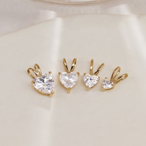 14K Solid Gold Herz Mossanit Halskette, Diamant Solitaire Anhänger, Solitaire Halskette.