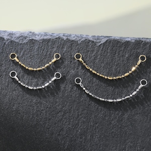 14K Gold Plated Beaded Nose Chain, 925 Sterling Silver Satellite Chain Connector, 14K Gold Dangle Helix Cartilage Wrap Chain Attachment