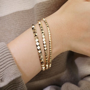 14k massief gouden flexibele gouden piramidearmband, prikarmband, huwelijkssieraden, cadeau voor haar