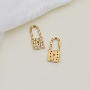 14K Solid Gold Lock Necklace,Tiny Key Necklace,Lock Key Pendant.