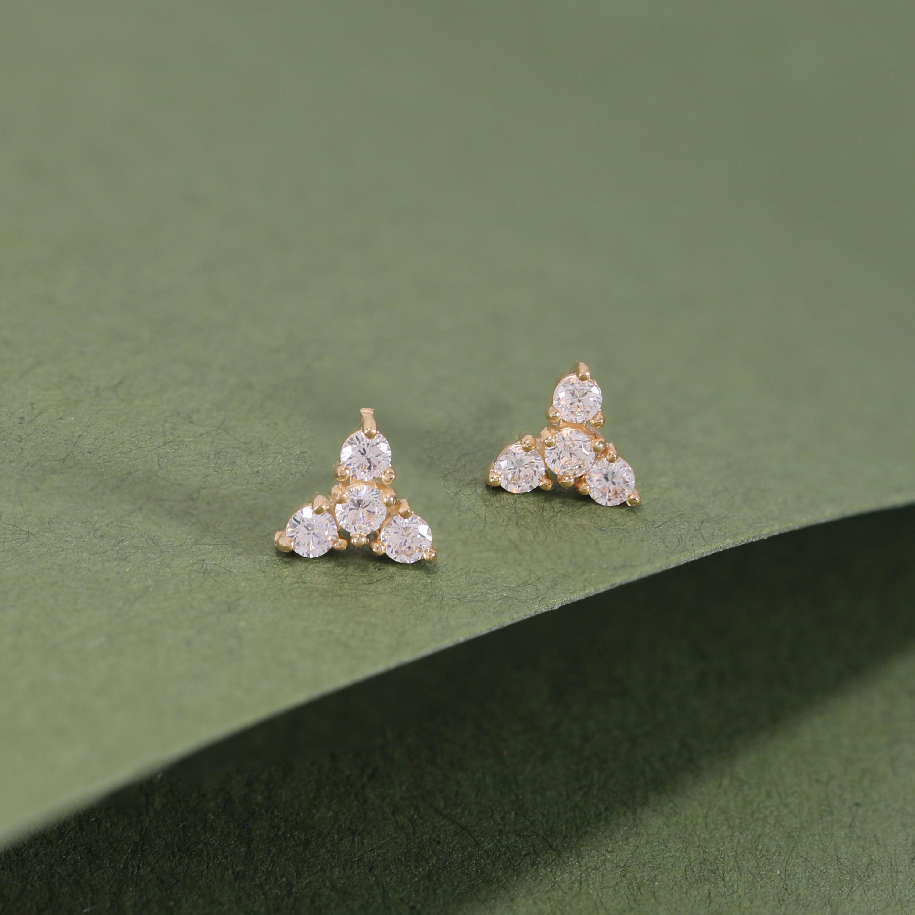 KELMALL Double Piercing Earrings For Two Holes, 14K Gold Chain Stud Earrings For Women: Dainty Small Hypoallergenic Cubic Zirconia Dangle Earrings Fashion Jewelry