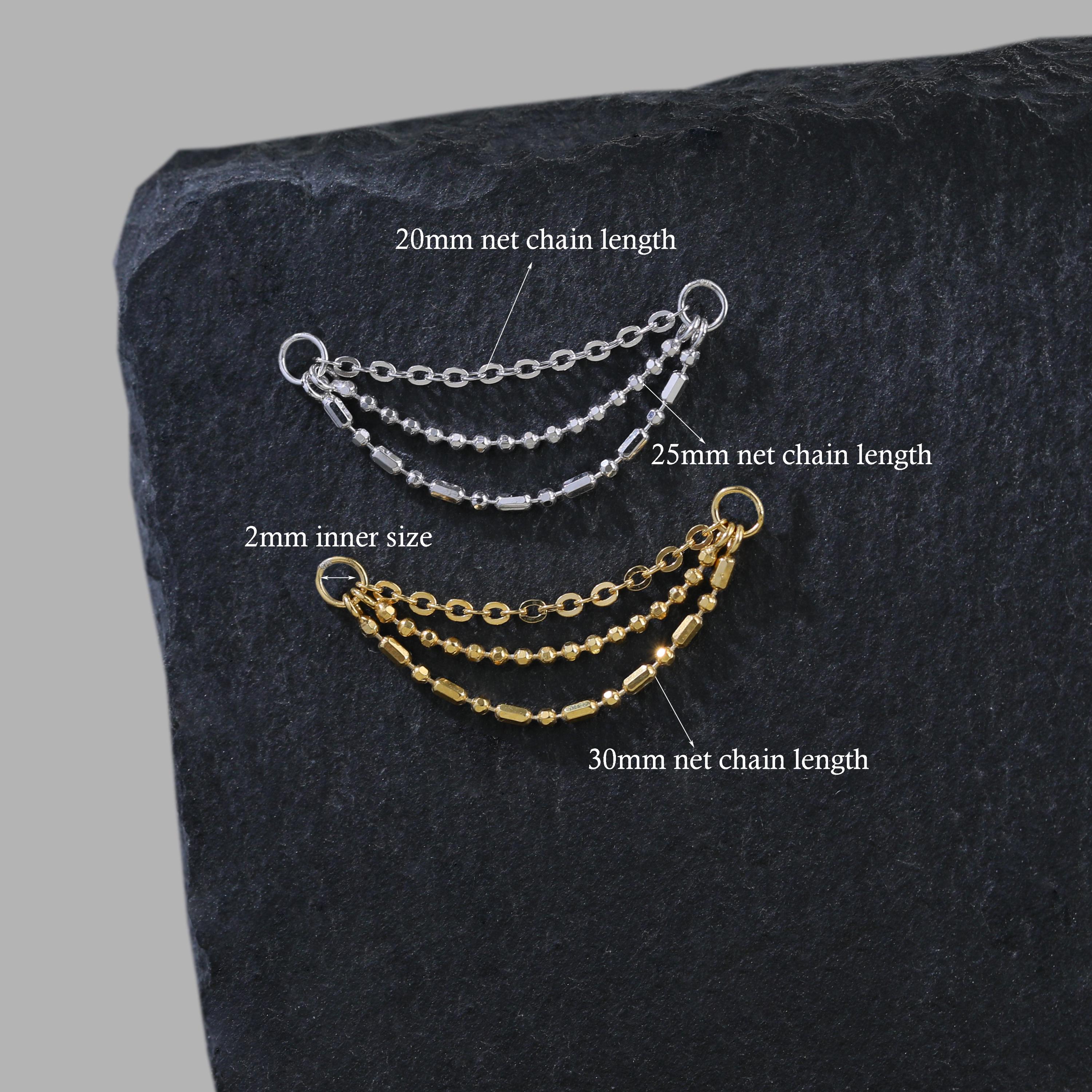 Triple Layered Nose Chain Connector, Minimalist 925 Silver Conch Wrap ...
