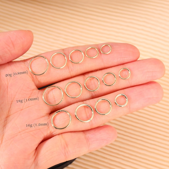 14K Solid Gold Hinged Clicker Hoop, Daith Hoop Earring, Cartilage