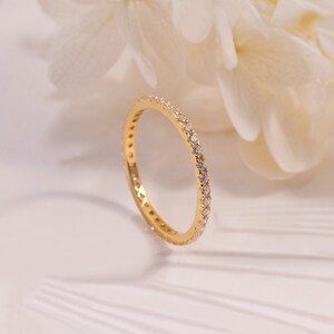 14K Solid Gold Moissanite Eternity Band Moissanite Statement Ring Full ...