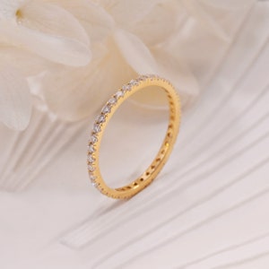 14K Solid Gold Moissanite Eternity Band Moissanite Statement Ring Full ...