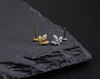 Orecchino A Polsino Per Orecchio Sinistro, A Forma Di Foglia Con Strass, Placcato Oro/argento, 6x2 Cm, Ipoallergenico