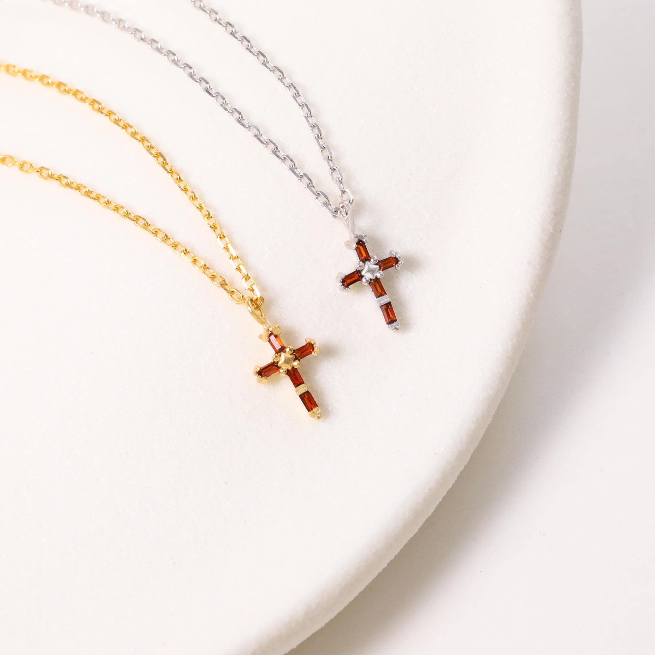 STAR JEWELRY GIRLクロスネックレス ガーネット 10K 【公式通販】