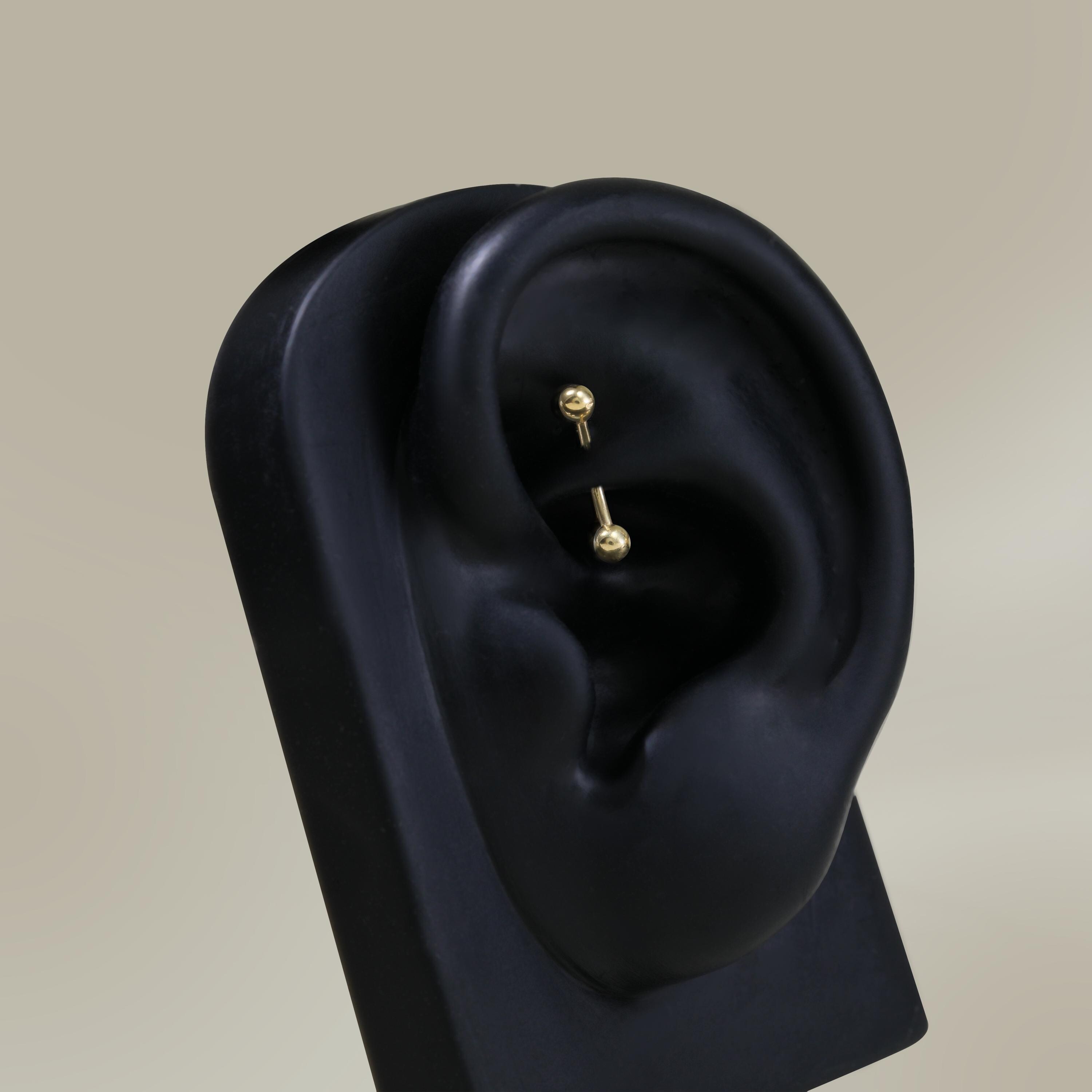 14K Gold Plated External Threaded Rook Piercing Ring, 925 Sterling ...
