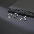 14K Gold Plated North Star with CZ Nose Stud, 925 Sterling Silver Celestial S-shaped/L-shaped  Nose Ring, 925 Silver Polaris Nose Piercing product logo