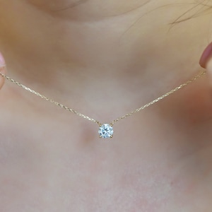 14k Gold Moissanite Necklace Moissanite Solitaire Necklace Bridesmaid Necklace Minimalist Round Brilliant Cut Solitaire Necklace image 7