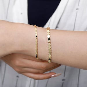 14k Solid Gold hexagon honeycomb Bracelet, Chic Gold Geometric Bracelet, Beehive Bracelet Dainty Jewelry Gift For Her