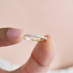 14K Solid Gold Moissanite Eternity Band Moissanite Statement Ring Full ...