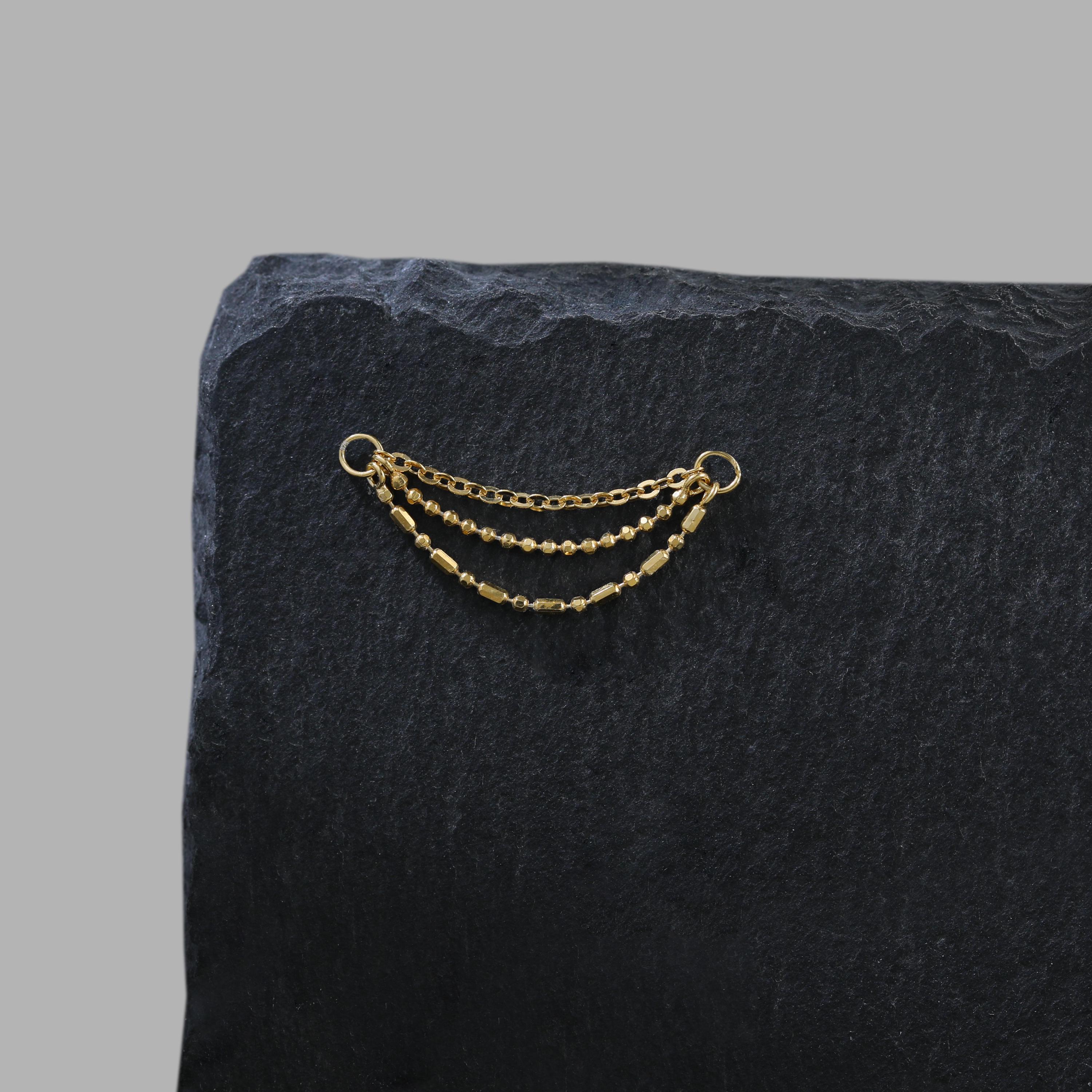 Triple Layered Nose Chain Connector, Minimalist 925 Silver Conch Wrap ...