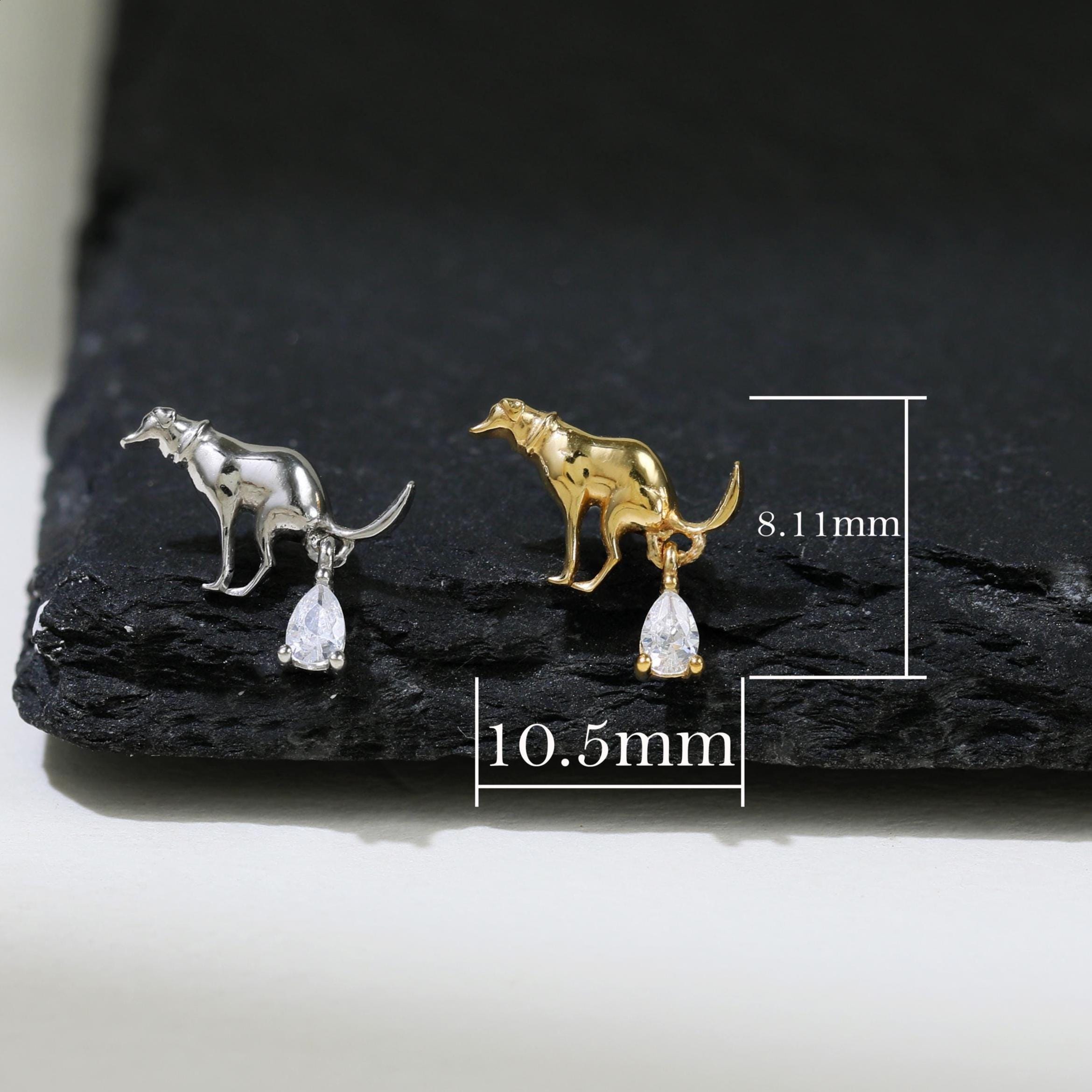 Orecchini A Perno A Forma Di Testa Di Cane In Argento Sterling