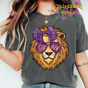 Lions Mascot School Spirit T-Shirt | Comfort Colors | Youth | Adult | Glitter Bow | custom