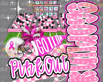 Bulldogs Pink Out Digital PNG | 300 DPI do natychmiastowego pobrania | Projekt sublimacji na rzecz świadomości raka piersi | Zbiórka Pep w dniu meczu