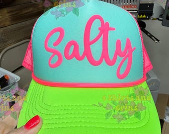 Custom Neon Trucker Hat | Personalized Foam Trucker Hat | Vinyl Puff Hat | Retro Beach Hat | Summer Trucker Cap | Name Hat