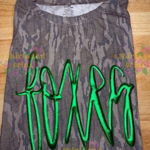 Custom Metallic Puff Word Tee | Mossy Oak® Bottomland | Unisex S–2XL