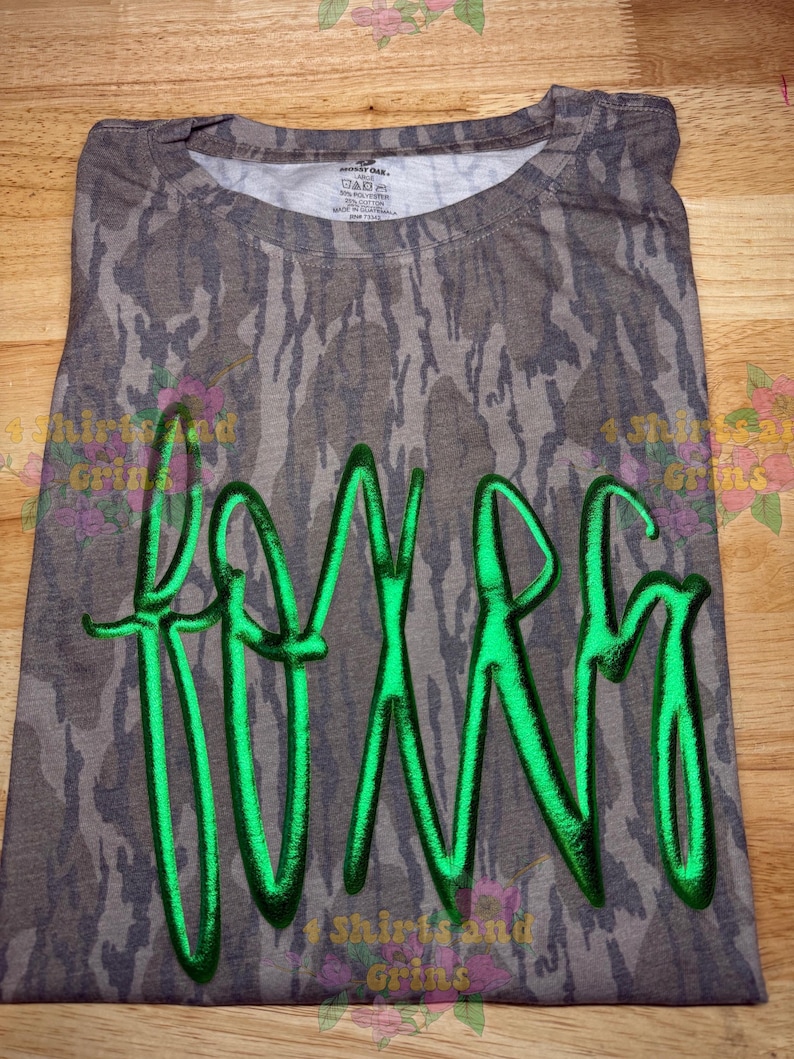 Custom Metallic Puff Word Tee | Mossy Oak® Bottomland | Unisex S–2XL