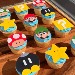 Mario and Luigi Fondant Cupcake Toppers