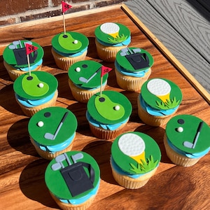 Golf-Themed Fondant Cupcake Toppers