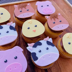 Farm Animal Fondant Cupcake Toppers
