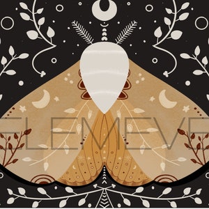 Art print moth download Boho Witchy Cottagecore Aesthetic