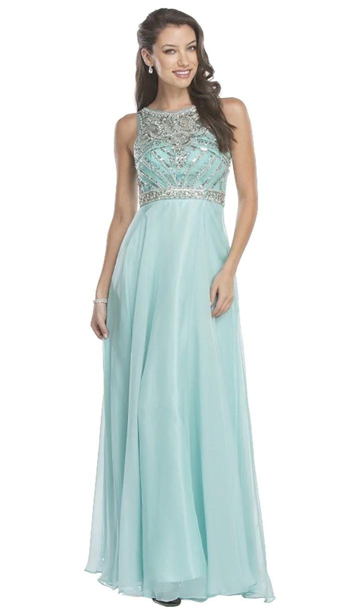 white christmas dresses Aspeed Design L1833 - Cutout Back Beaded Prom Dress S / Navy