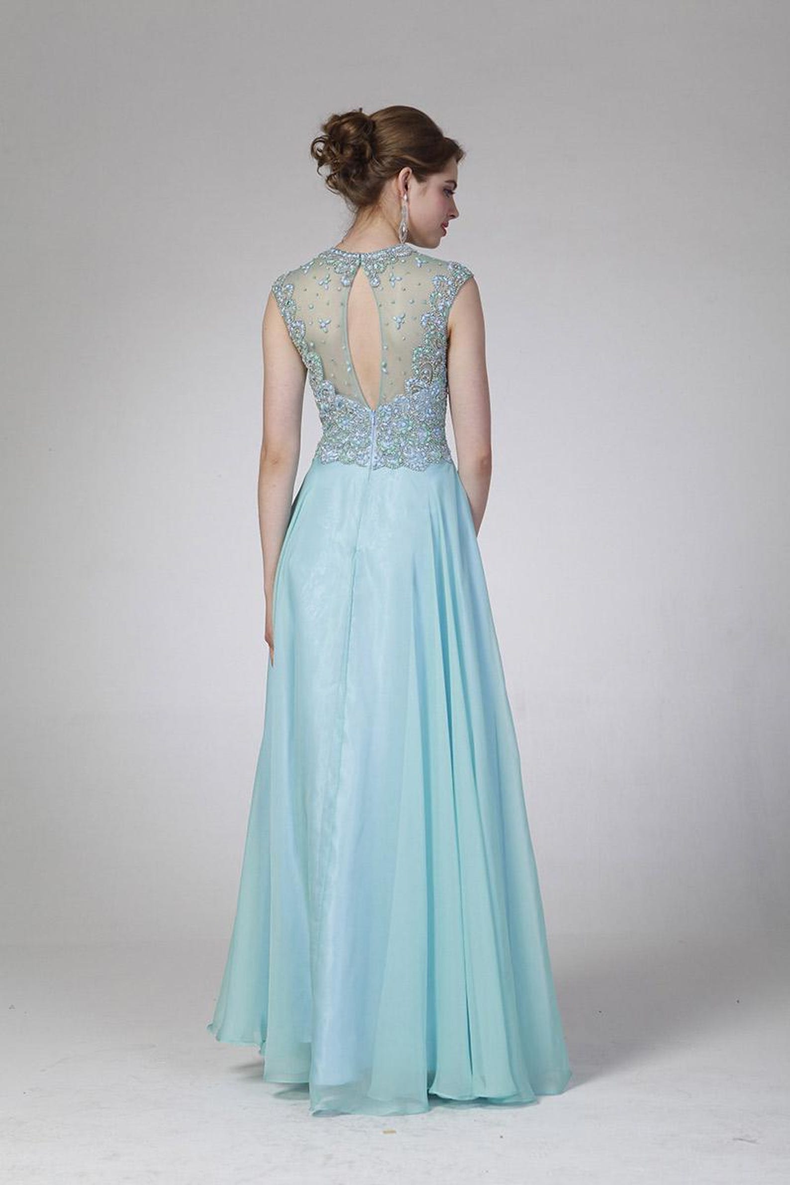 Studio 17 - 12607 Crystal Crusted High Illusion Chiffon A-Line Gown main image 1